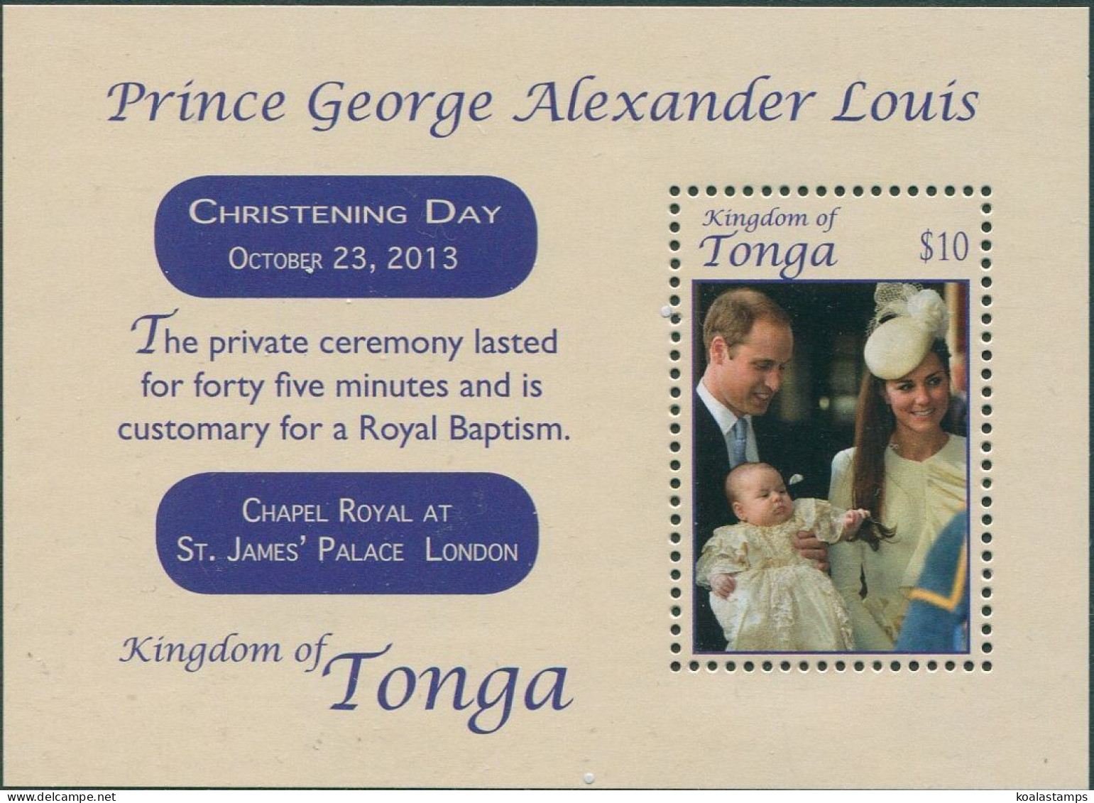 Tonga 2014 SG1728 Prince George Christening MS MNH - Tonga (1970-...)