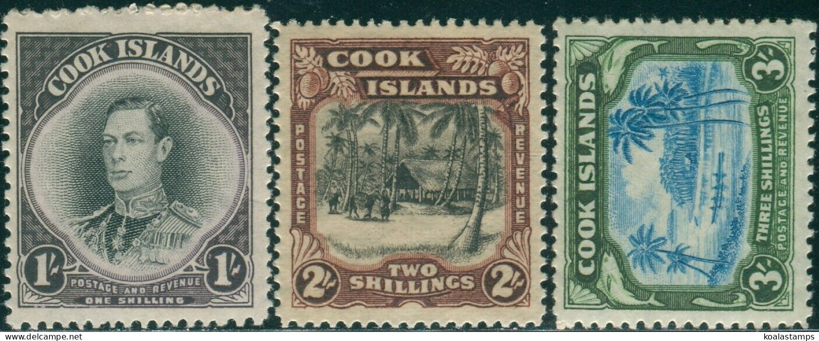 Cook Islands 1938 SG127-129 KGVI Village Canoe Set MLH - Islas Cook