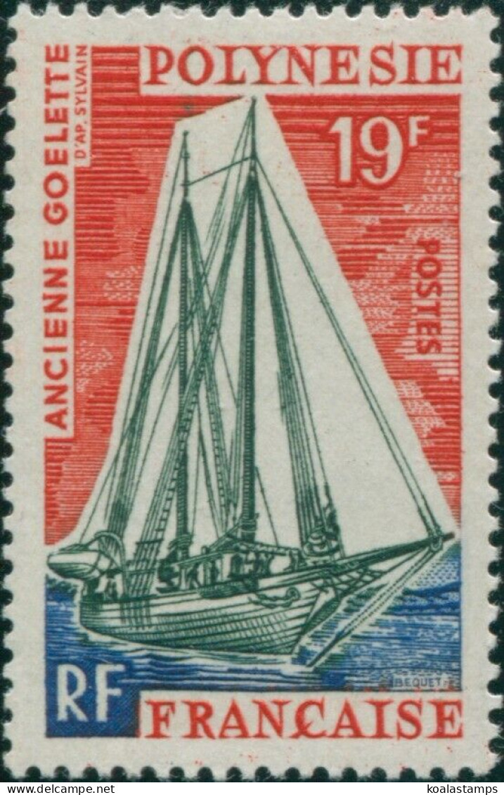 French Polynesia 1966 Sc#221,SG60 19f Early Schooner MNH - Otros & Sin Clasificación