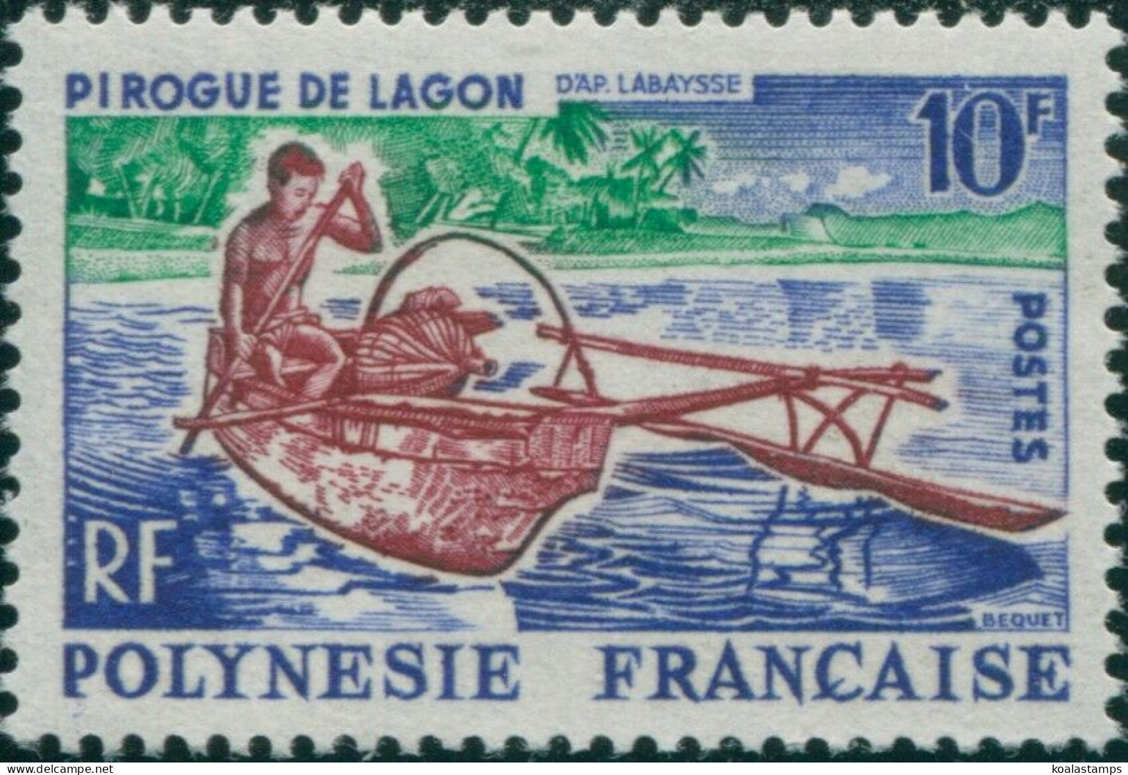 French Polynesia 1966 Sc#217,SG56 10f Pirogue MNH - Otros & Sin Clasificación