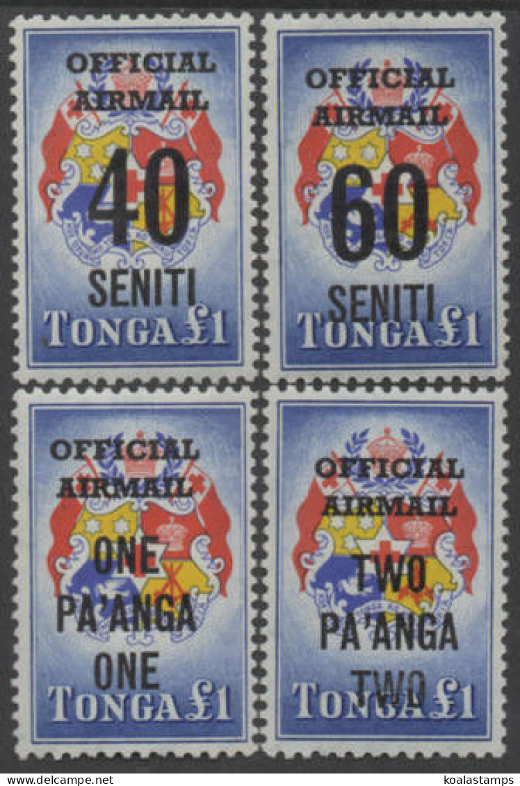 Tonga Official 1967 SGO22-O25 Coat Of Arms Overprints Set MNH - Tonga (1970-...)