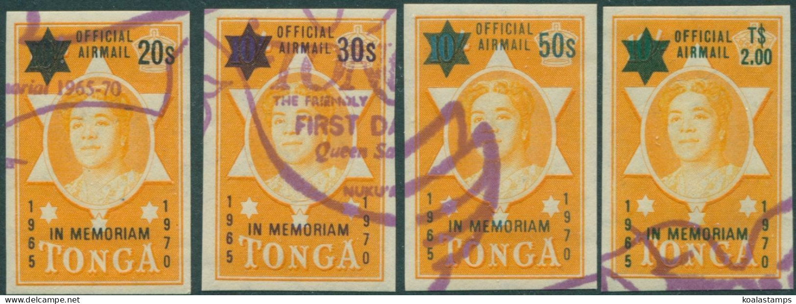 Tonga Official 1971 SGO58-O61 Queen Salote Imperf Set FU - Tonga (1970-...)