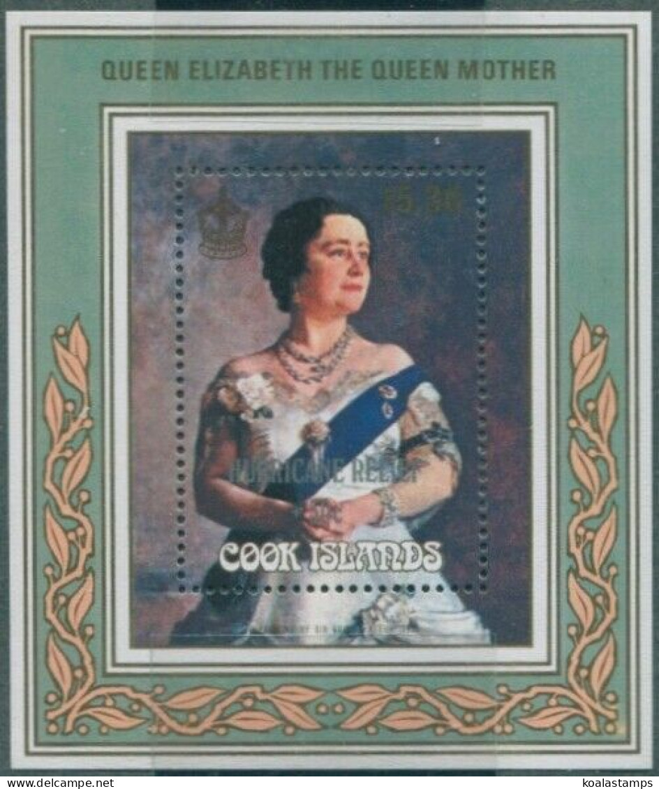 Cook Islands 1987 SG1162 Queen Mother HURRICANE RELIEF Ovpt MS MNH - Cook