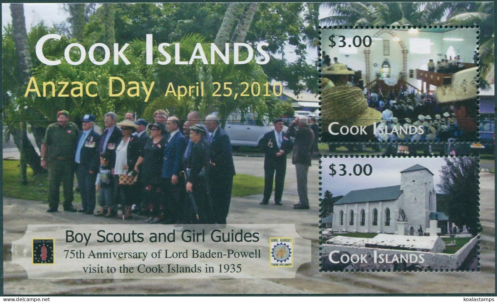 Cook Islands 2010 SG1570 Anzac Day Church Services MS MNH - Cook Islands