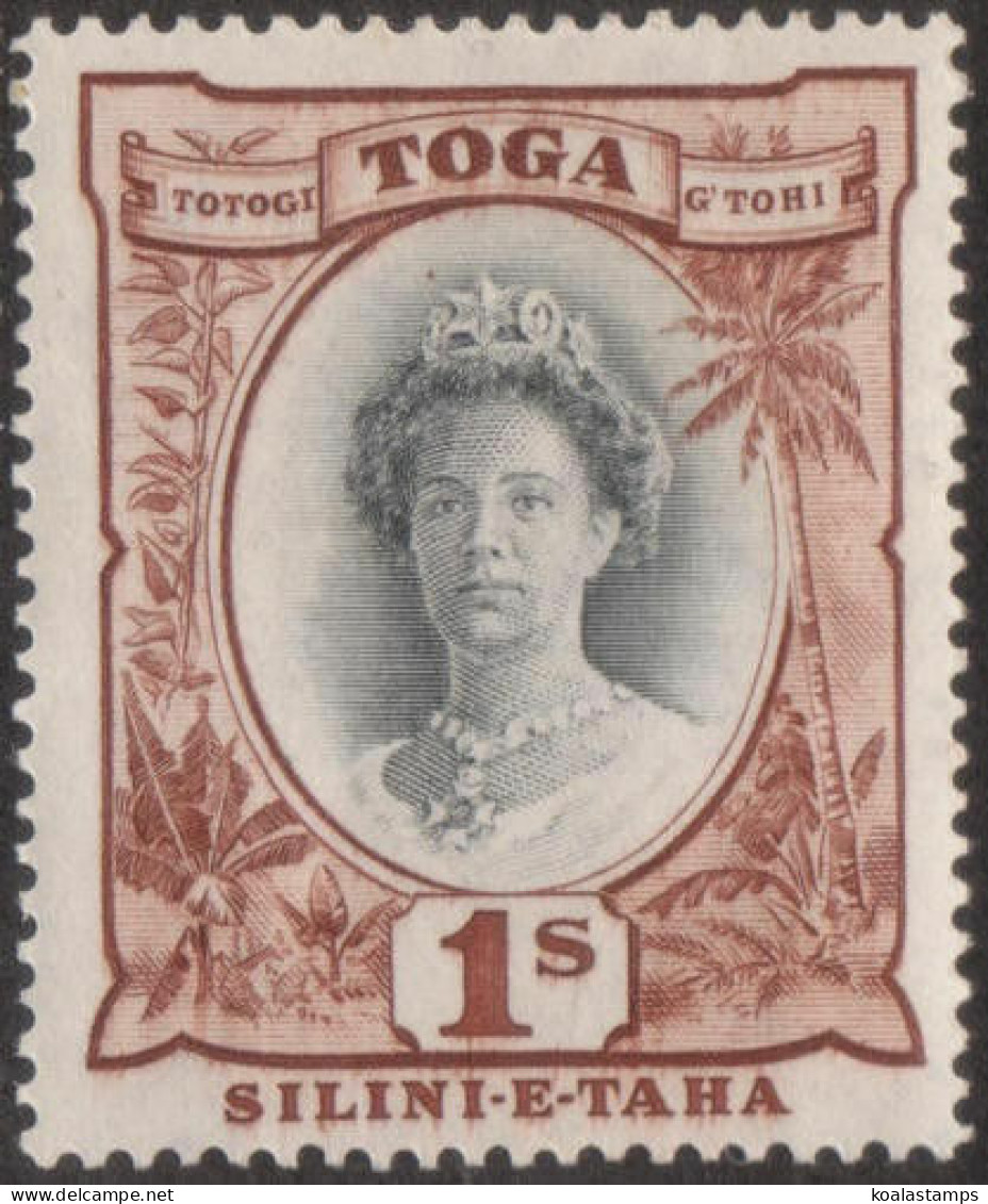 Tonga 1942 SG80 1/- Queen Salote Black And Red-brown MLH - Tonga (1970-...)
