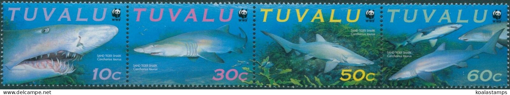 Tuvalu 2000 SG872a Sharks Strip MNH - Tuvalu (fr. Elliceinseln)
