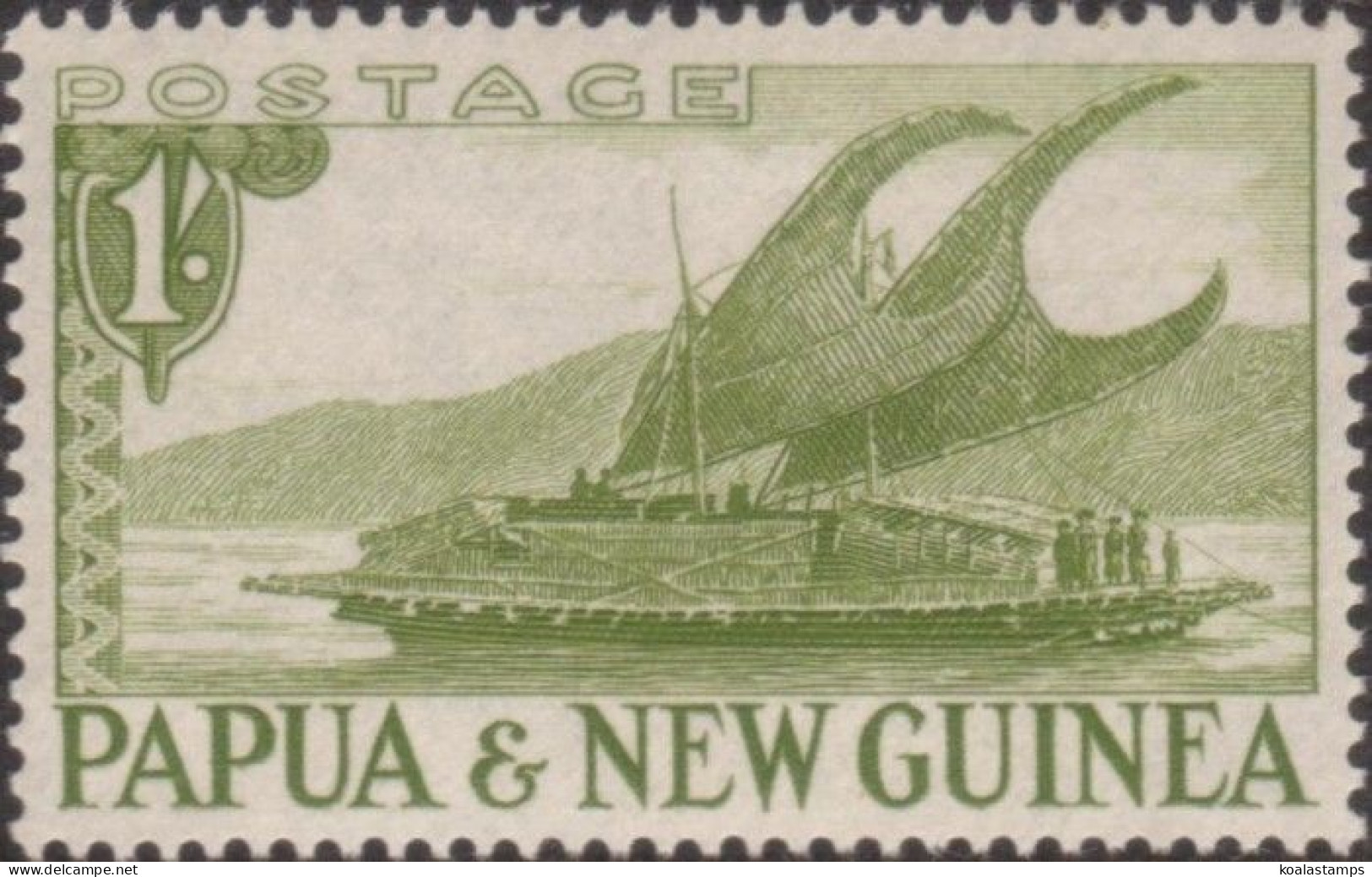 Papua New Guinea 1952 SG10 1/- Lakatoi MLH - Papúa Nueva Guinea