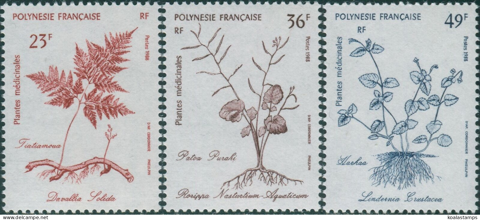 French Polynesia 1988 SG545-547 Medicinal Plants MNH - Otros & Sin Clasificación