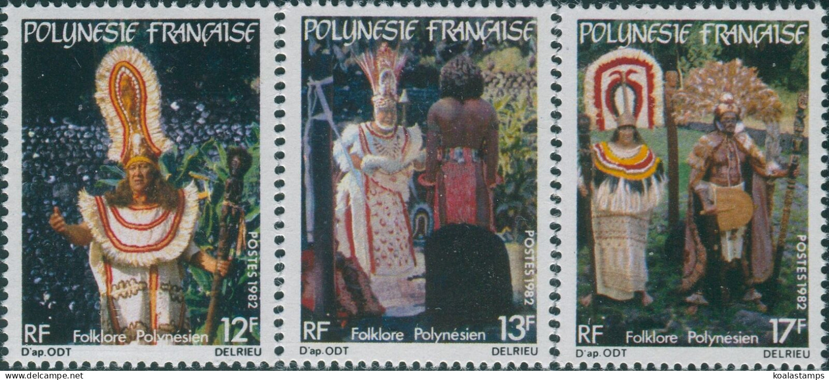 French Polynesia 1982 Sc#362-364,SG370-372 Polynesian Folklore Set MLH - Otros & Sin Clasificación