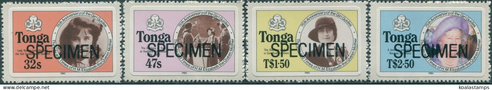 Tonga 1985 SG915A-918A Queen Mother Die Cut Specimen Set MNH - Tonga (1970-...)