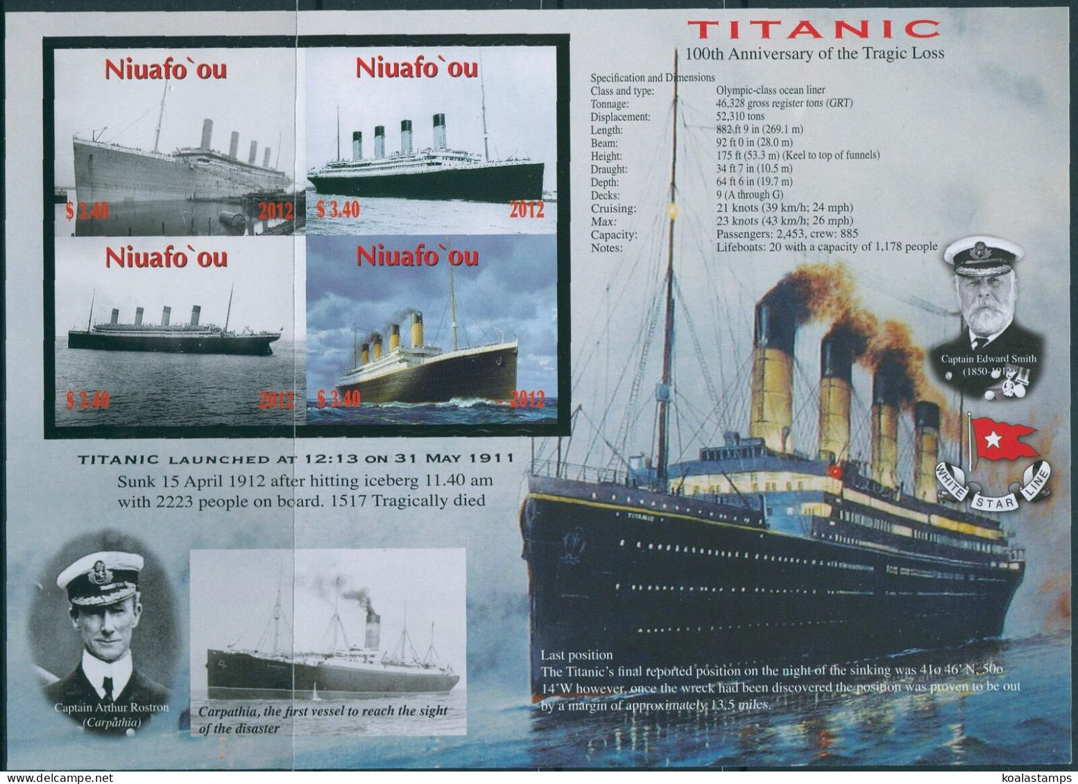 Niuafo'ou 2012 SG366 Titanic Imperf MS MNH - Tonga (1970-...)