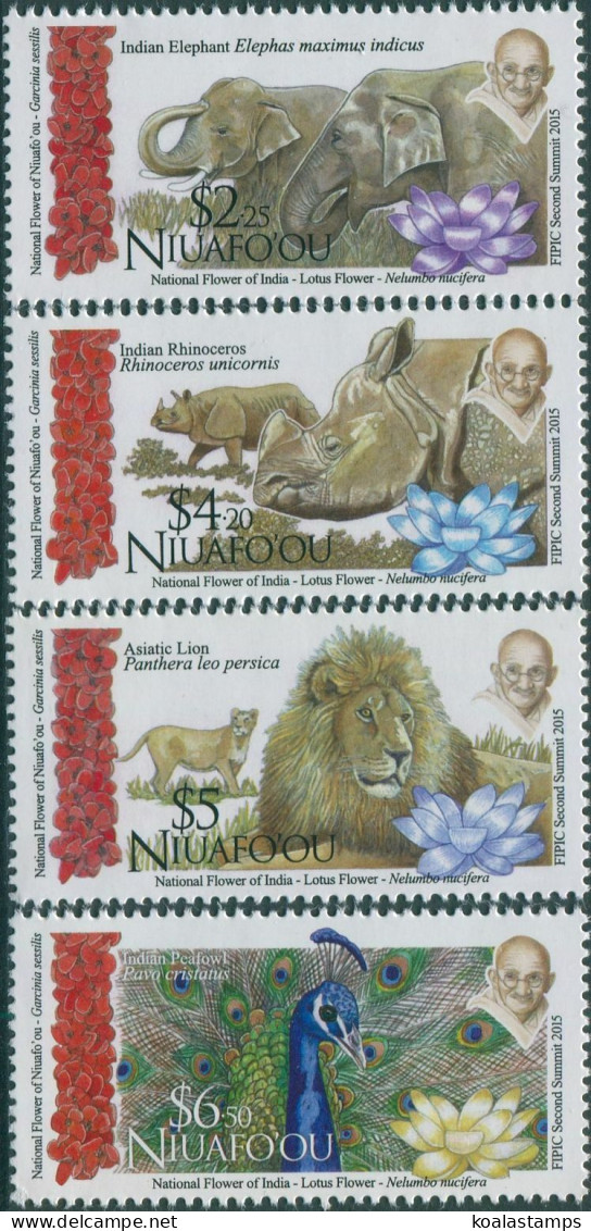 Niuafo'ou 2016 SG419-422 Gandhi Indian Animals Set MNH - Tonga (1970-...)