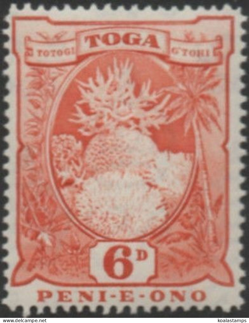 Tonga 1942 SG79 6d Coral MLH - Tonga (1970-...)