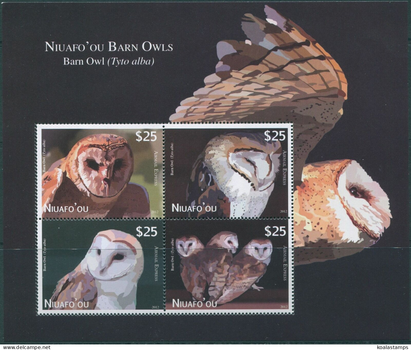 Niuafo'ou Express 2012 SGE5 Barn Owls MS MNH - Tonga (1970-...)