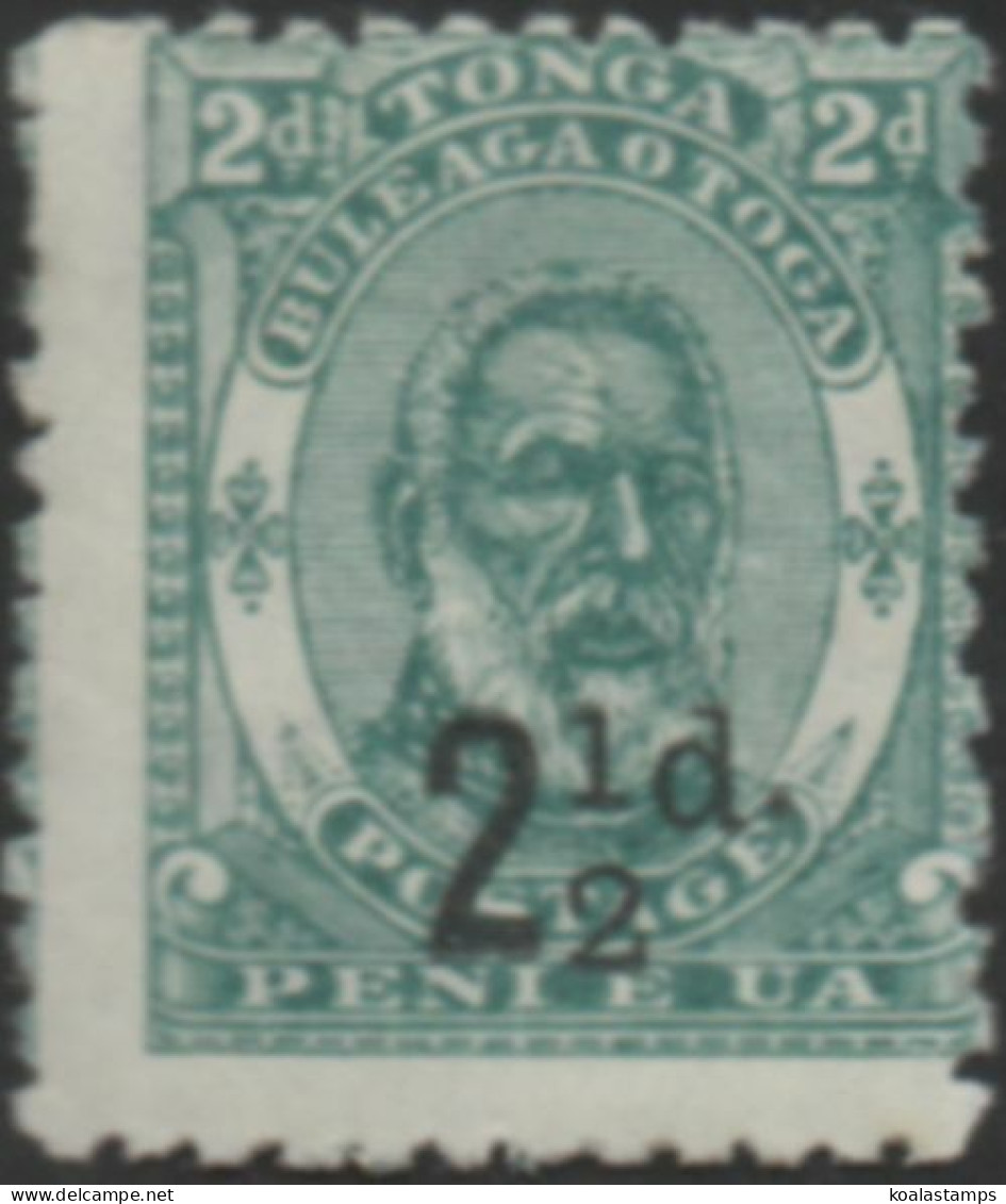Tonga 1893 SG20 2½d On 2d Green King George I MH - Tonga (1970-...)
