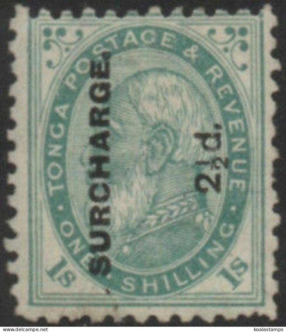 Tonga 1894 SG24b 2½d On 1/- Deep Green King George I MH - Tonga (1970-...)
