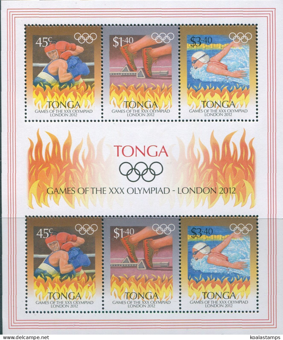 Tonga 2012 SG1654 Olympics Each X2 MS MNH - Tonga (1970-...)