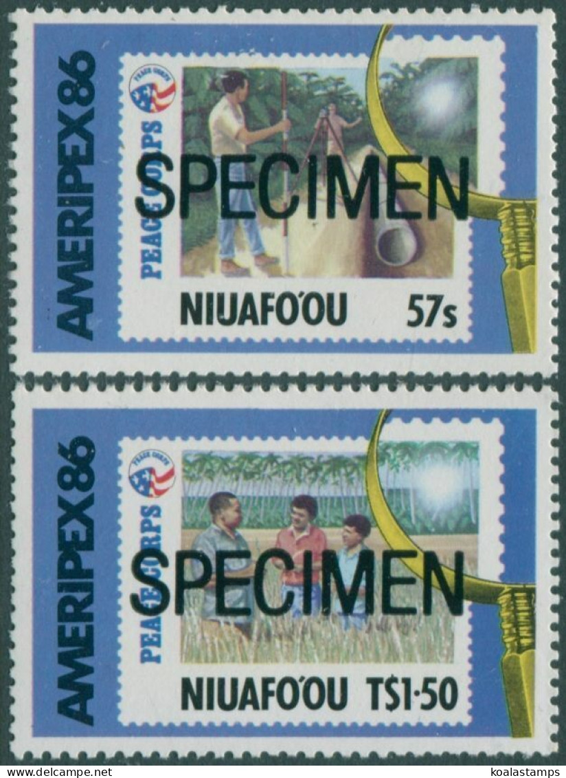Niuafo'ou 1986 SG82-83 Ameripex Stamp Exhibition SPECIMEN In Black Set MNH - Tonga (1970-...)
