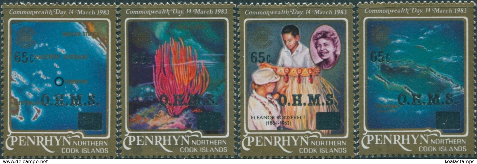 Cook Islands Penrhyn OHMS 1985 SGO39-O42 Commonwealth Day Surcharges Set MNH - Penrhyn