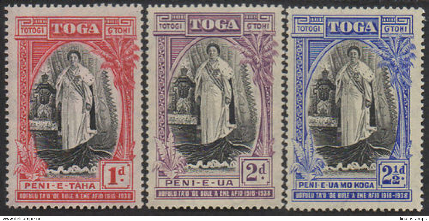Tonga 1938 SG71-73 Queen Salote's Accession Set MLH - Tonga (1970-...)