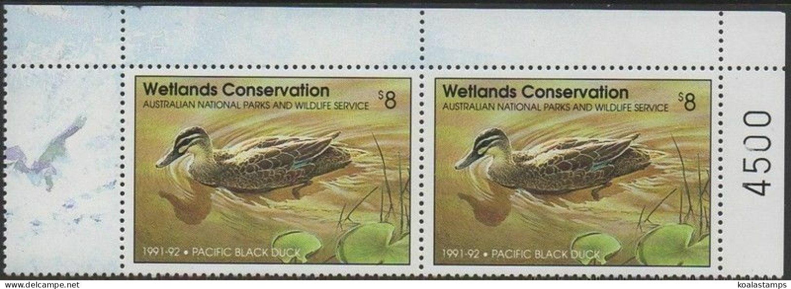 Australia Cinderella Ducks 1991 $8 Pacific Black Duck Pair MNH - Cinderelas