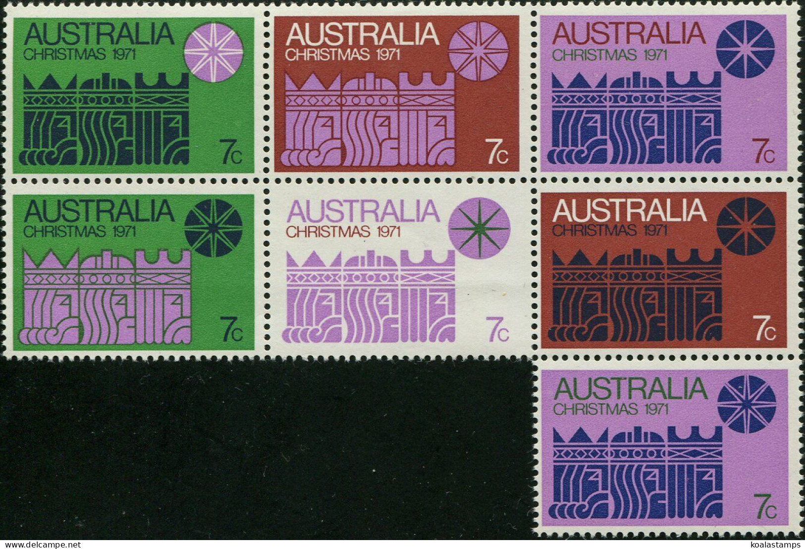 Australia 1971 SG498-504 Christmas Block Of 7 MNH - Otros & Sin Clasificación