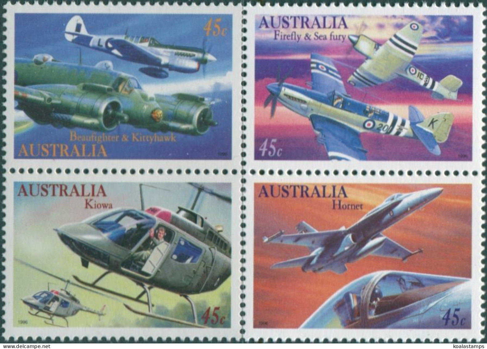 Australia 1996 SG1578-1581 Military Aviation Block MNH - Otros & Sin Clasificación