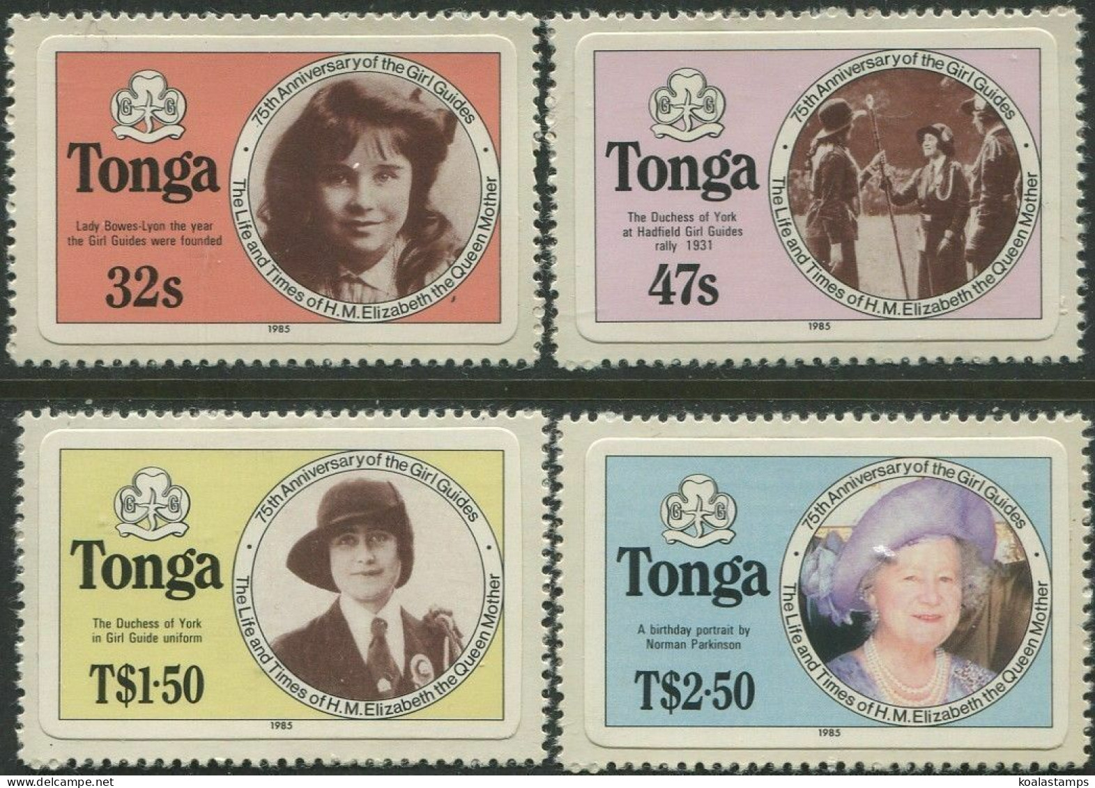 Tonga 1985 SG915A-918A Life And Times Of Queen Mother Die-cut Set MNH - Tonga (1970-...)