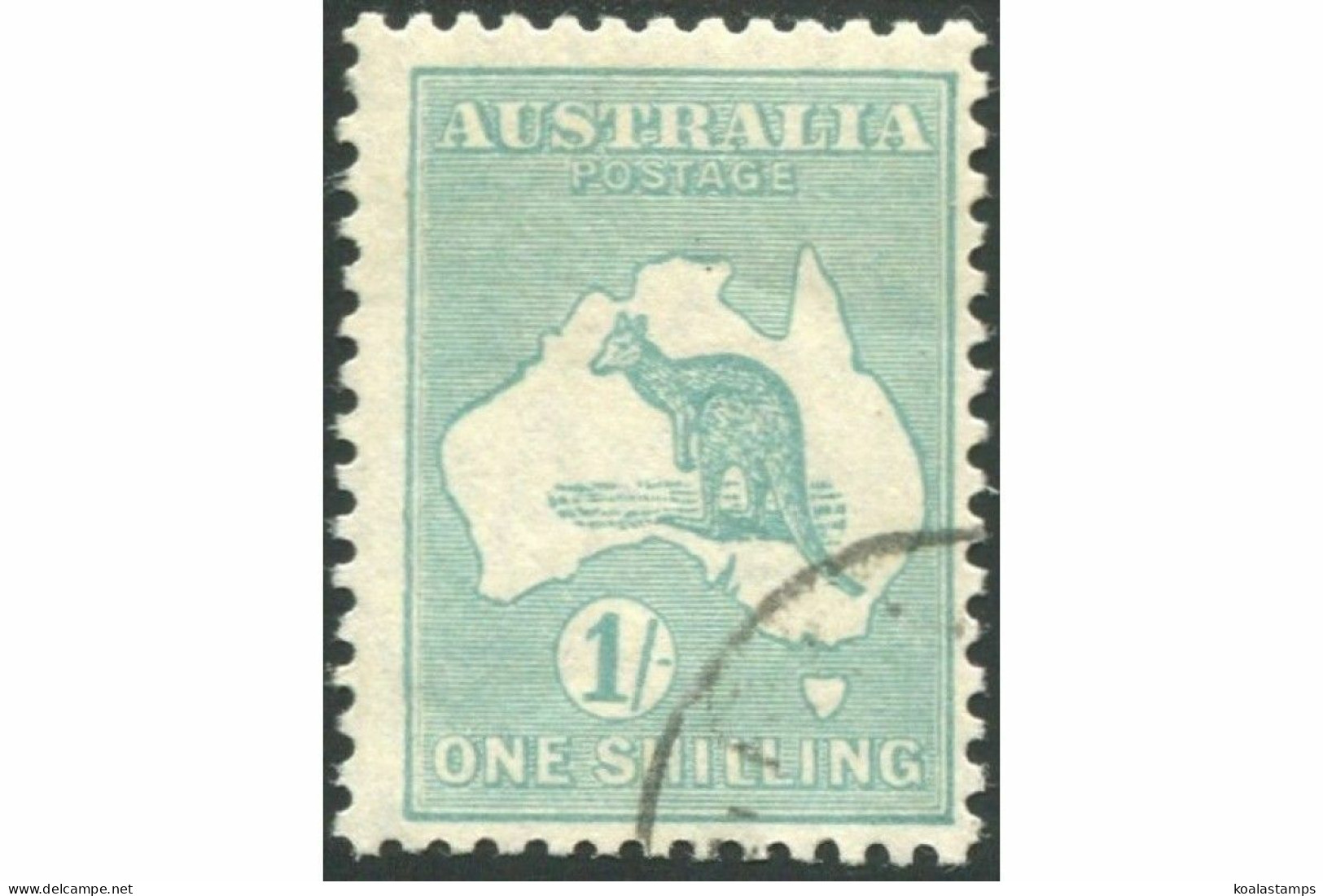 Australia 1929 Sc#98,SG109 Kangaroo 1/- Blue-green Small Multiple Wmk Gum CTO - Altri & Non Classificati