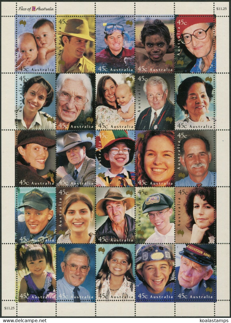 Australia 2000 SG1922 Faces Of Australia Sheetlet Of 25 MNH - Otros & Sin Clasificación