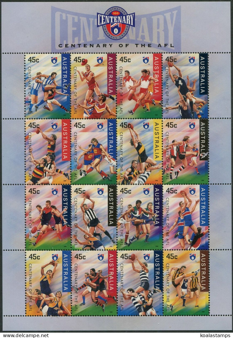 Australia 1996 SG1606-1621 Australian Rules Football Sheetlet MNH - Other & Unclassified