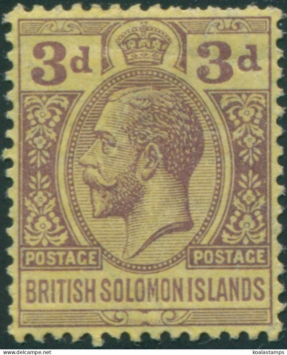 Solomon Islands 1913 SG20 3d Purple/yellow KGV MNH - Salomon (Iles 1978-...)