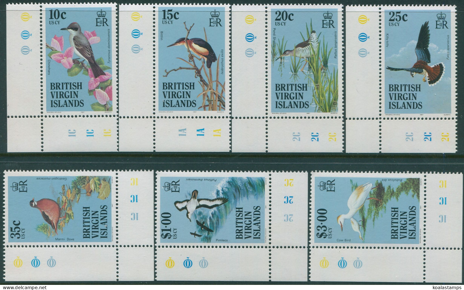 British Virgin Islands 1985 SG564-577 Birds (7) Corner Margins MNH - British Virgin Islands