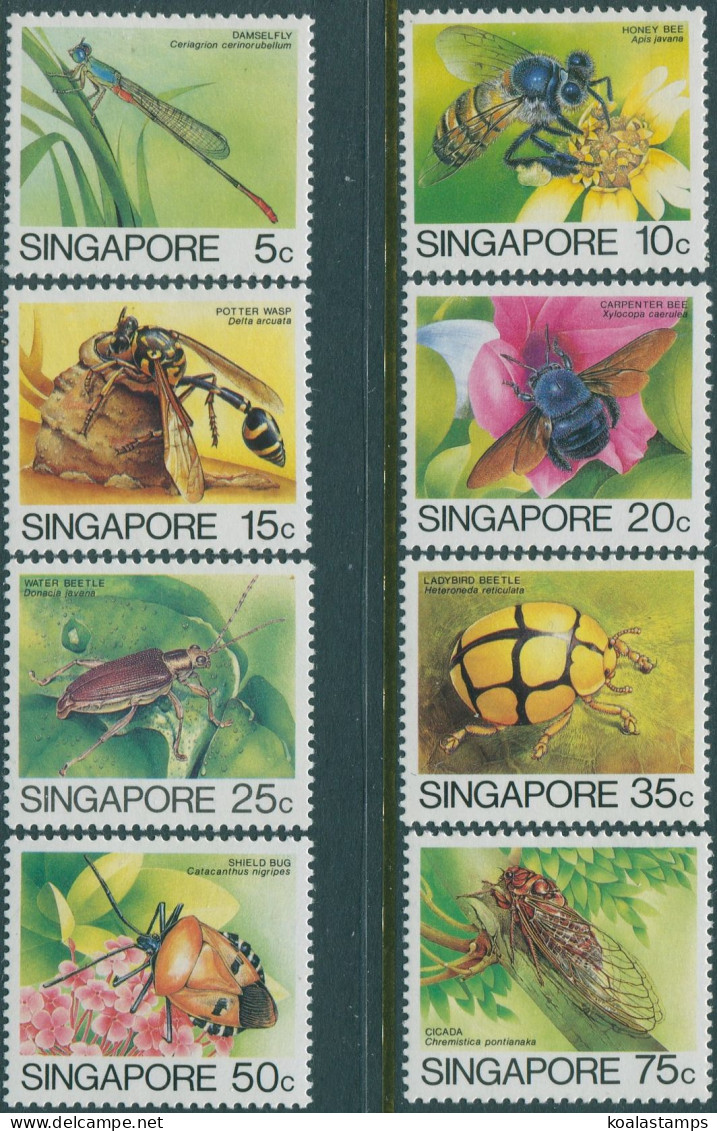 Singapore 1985 SG491-498 Insects (8) MLH - Singapur (1959-...)