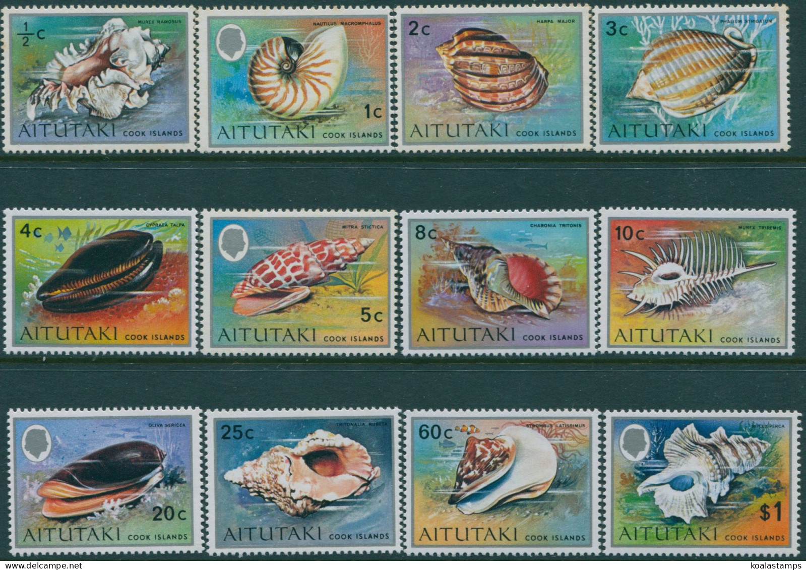 Aitutaki 1974 SG97-108 Shells (12) MNH - Islas Cook