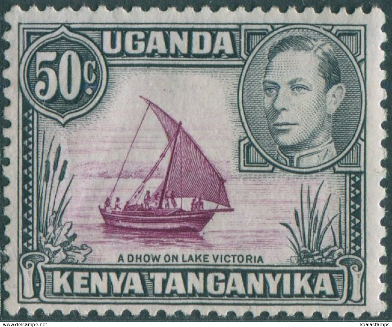 Kenya Uganda And Tanganyika 1938 SG144 50c Black And Purple KGVI Dhow P13x11¾ MN - Kenya, Uganda & Tanganyika