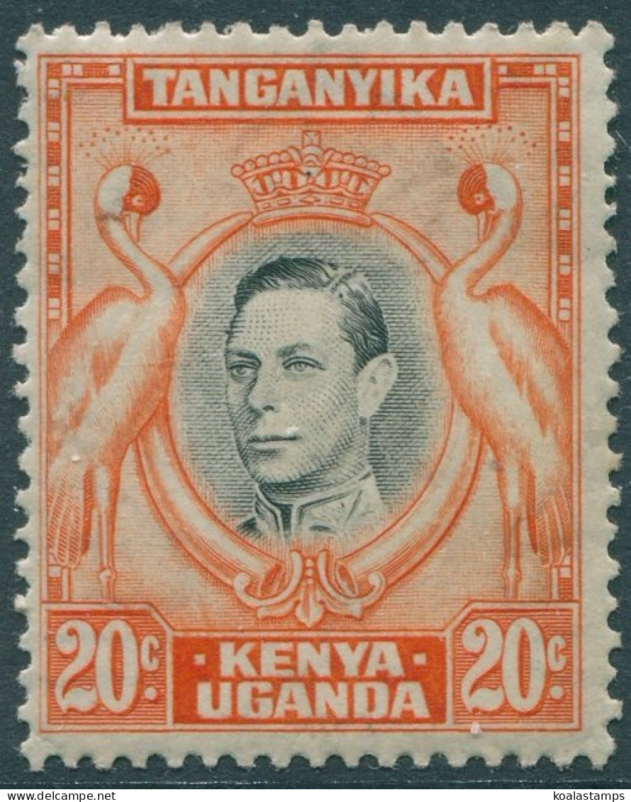 Kenya Uganda And Tanganyika 1938 SG139 20c Black And Orange KGVI Cranes P13¼ MLH - Kenya, Ouganda & Tanganyika