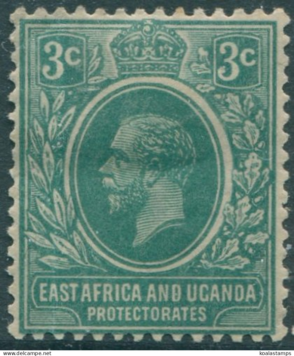 Kenya Uganda And Tanganyika 1912 SG45a 3c Blue-green KGV MH (amd) - Kenya, Ouganda & Tanganyika