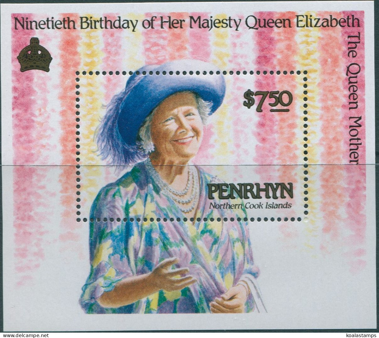 Cook Islands Penrhyn 1990 SG446 Queen Mother 90th Birthday MS MNH - Penrhyn