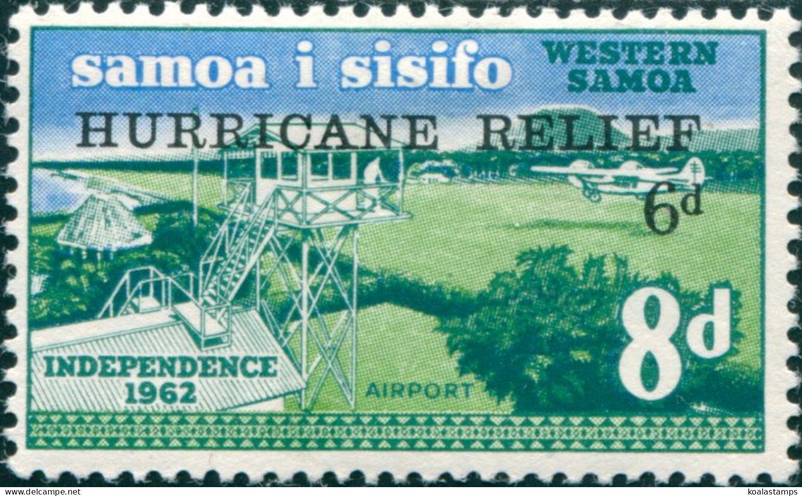 Samoa 1966 SG273 8d Airport With HURRICANE RELIEF Ovpt MLH - Samoa