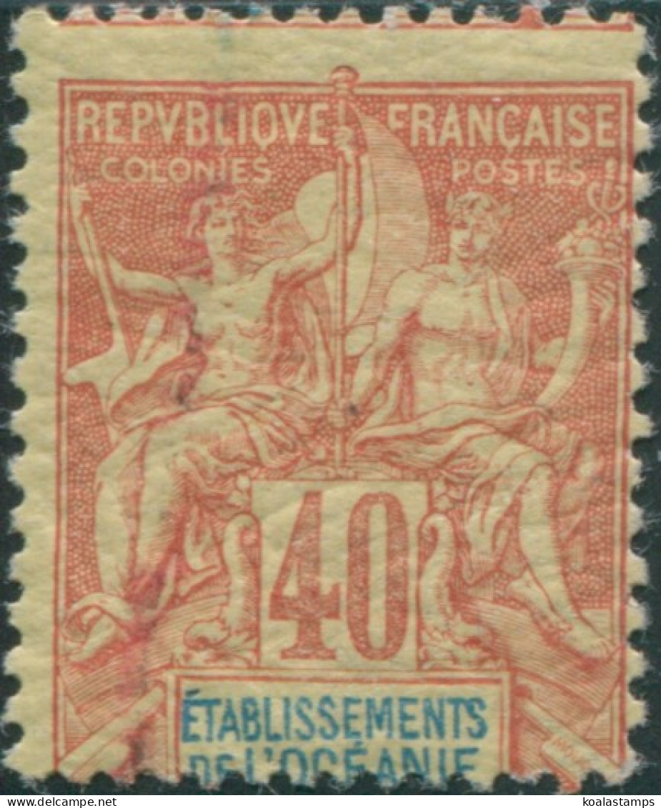 French Oceania 1892 SG10 40c Red And Blue On Yellow Navigation And Commerce MLH - Autres & Non Classés