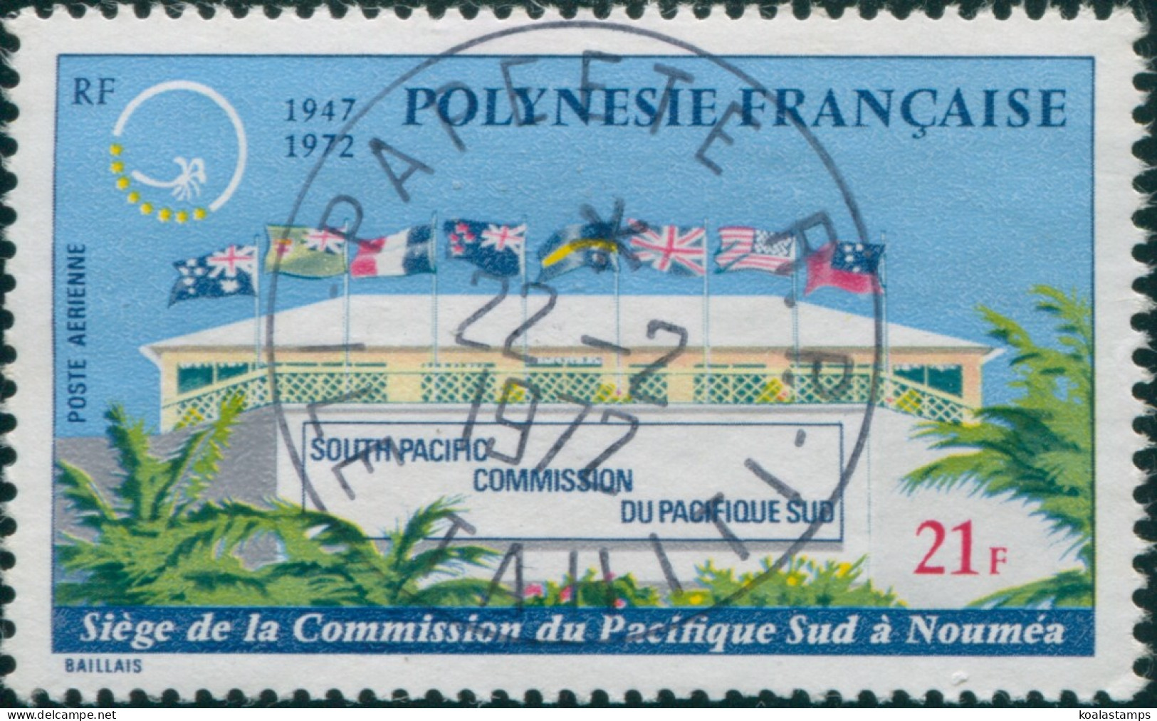 French Polynesia 1972 Sc#C85,SG155 21f Commission Headquarters Noumea FU - Otros & Sin Clasificación