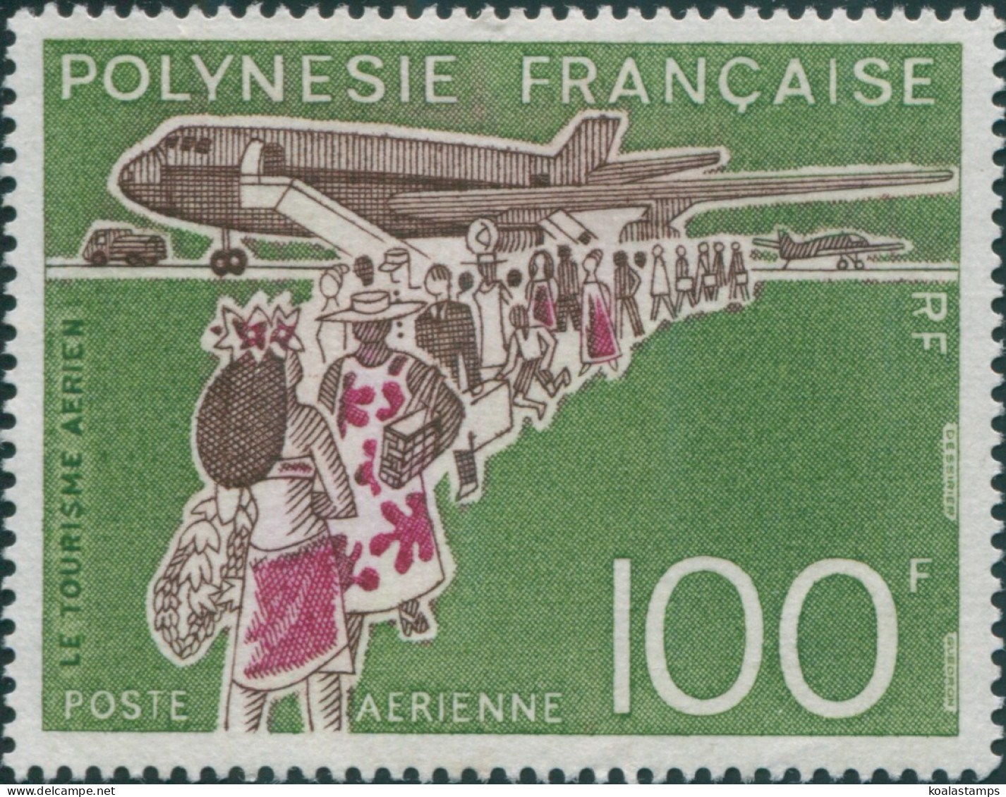 French Polynesia 1974 Sc#C114,SG196 100f Boeing 707 Airliner MNG - Other & Unclassified
