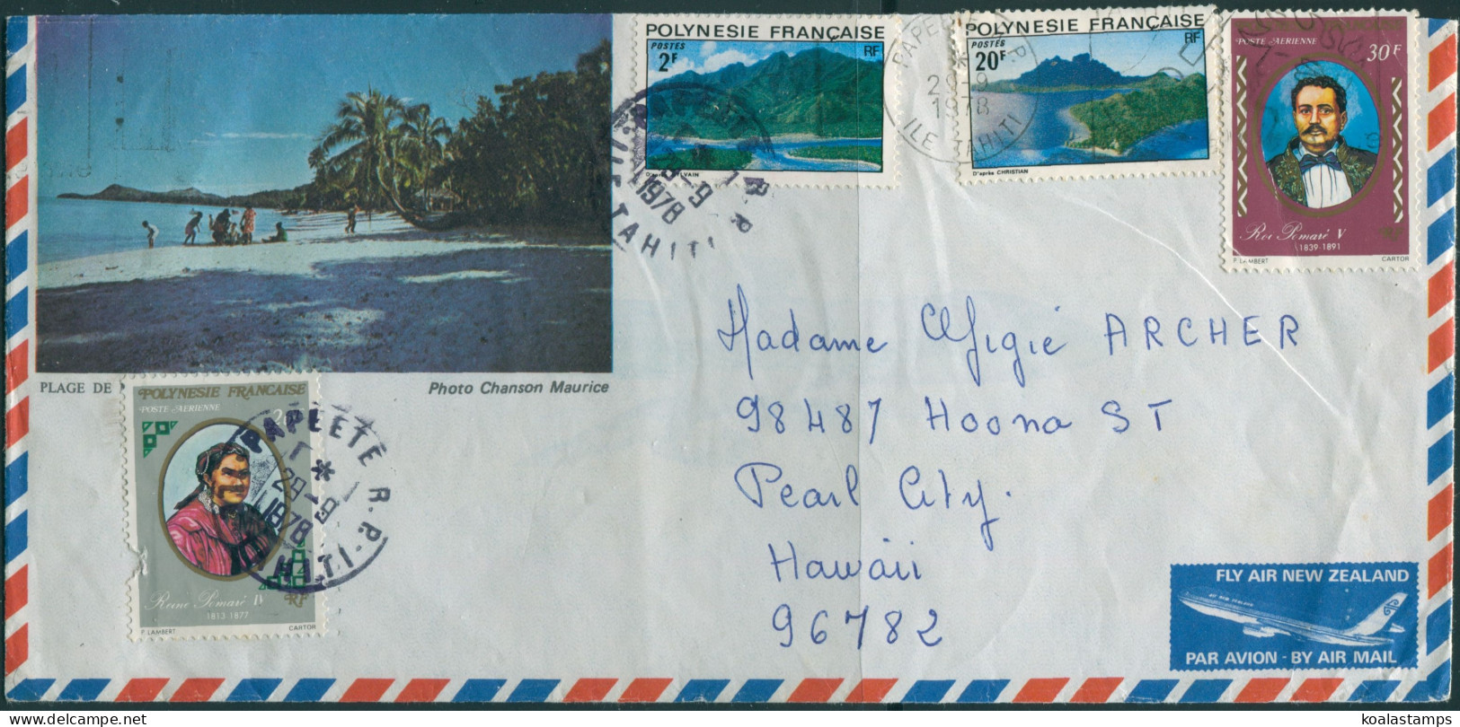 French Polynesia 1976 C133,SG217 30f King Pomare V And Landscapes On Piece FU - Autres & Non Classés