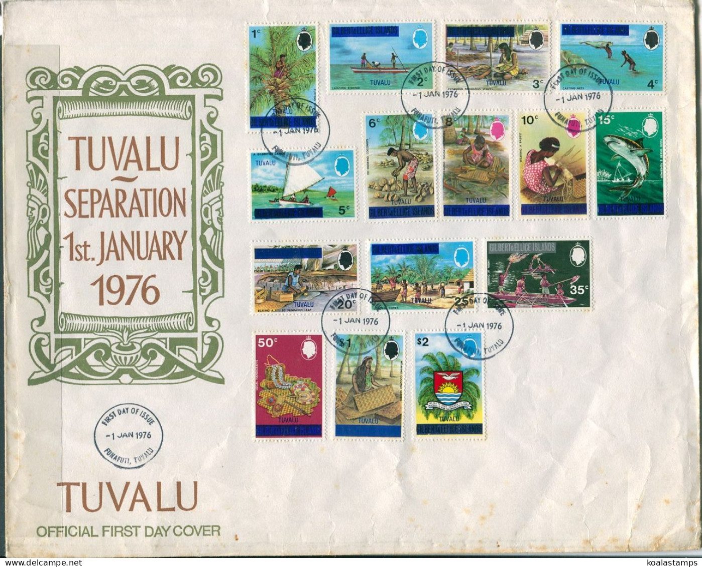 Tuvalu 1976 SG5-25 Island Scenes Ovpt Set FDC - Tuvalu