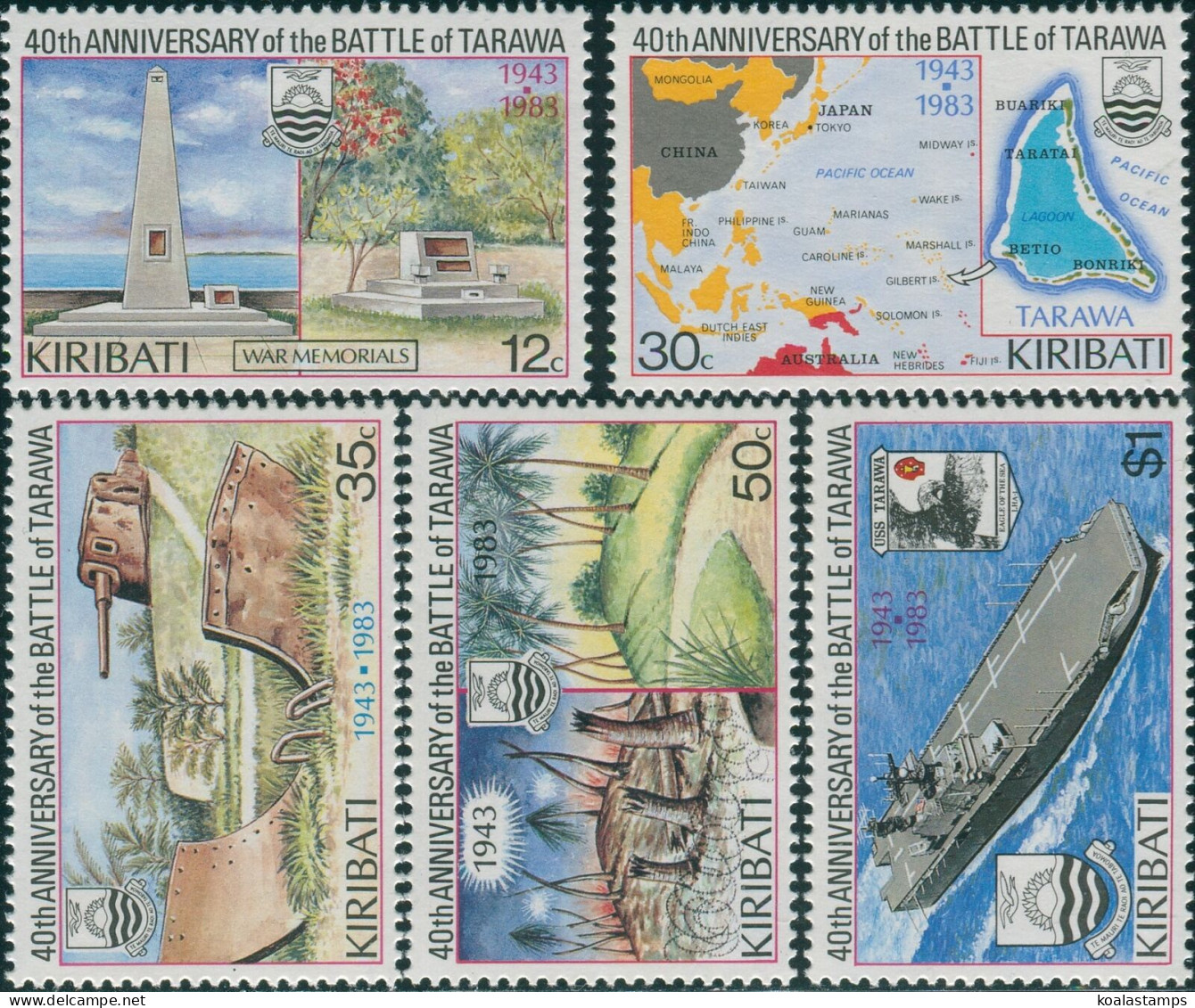 Kiribati 1983 SG210-214 Battle Of Tarawa Set MNH - Kiribati (1979-...)