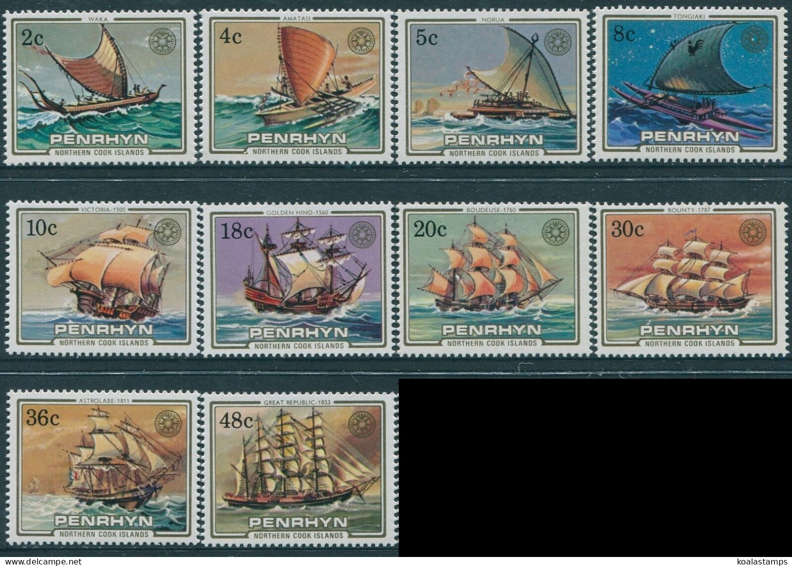 Cook Islands Penrhyn 1984 SG337-346 Sailing Craft And Ships (10) MNH - Penrhyn