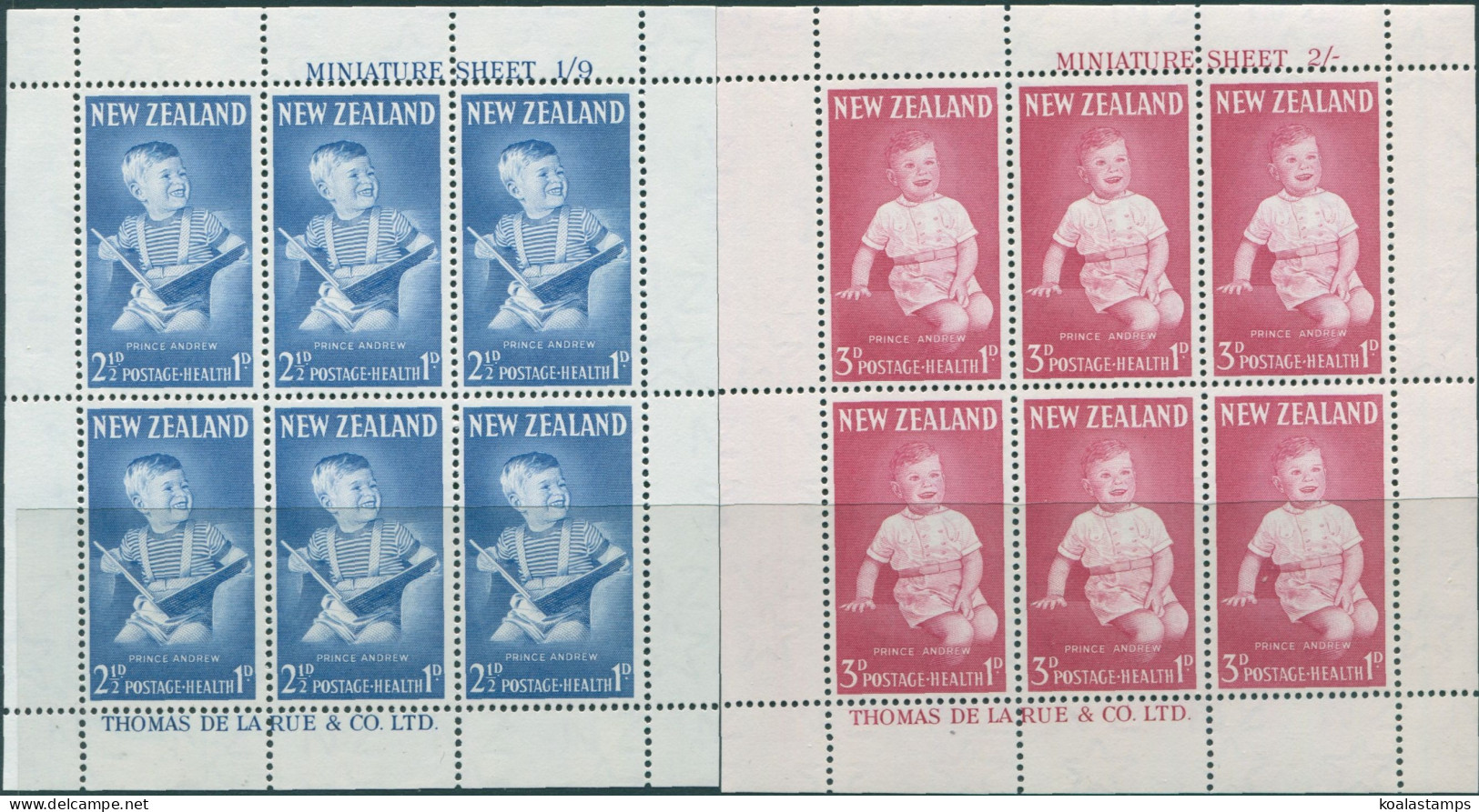 New Zealand 1963 SG816a Health Prince Andrew Set Of 2 MS MNH - Autres & Non Classés