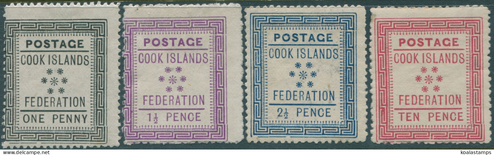 Cook Islands 1892 SG1-4 White Paper Set MNH - Cook Islands