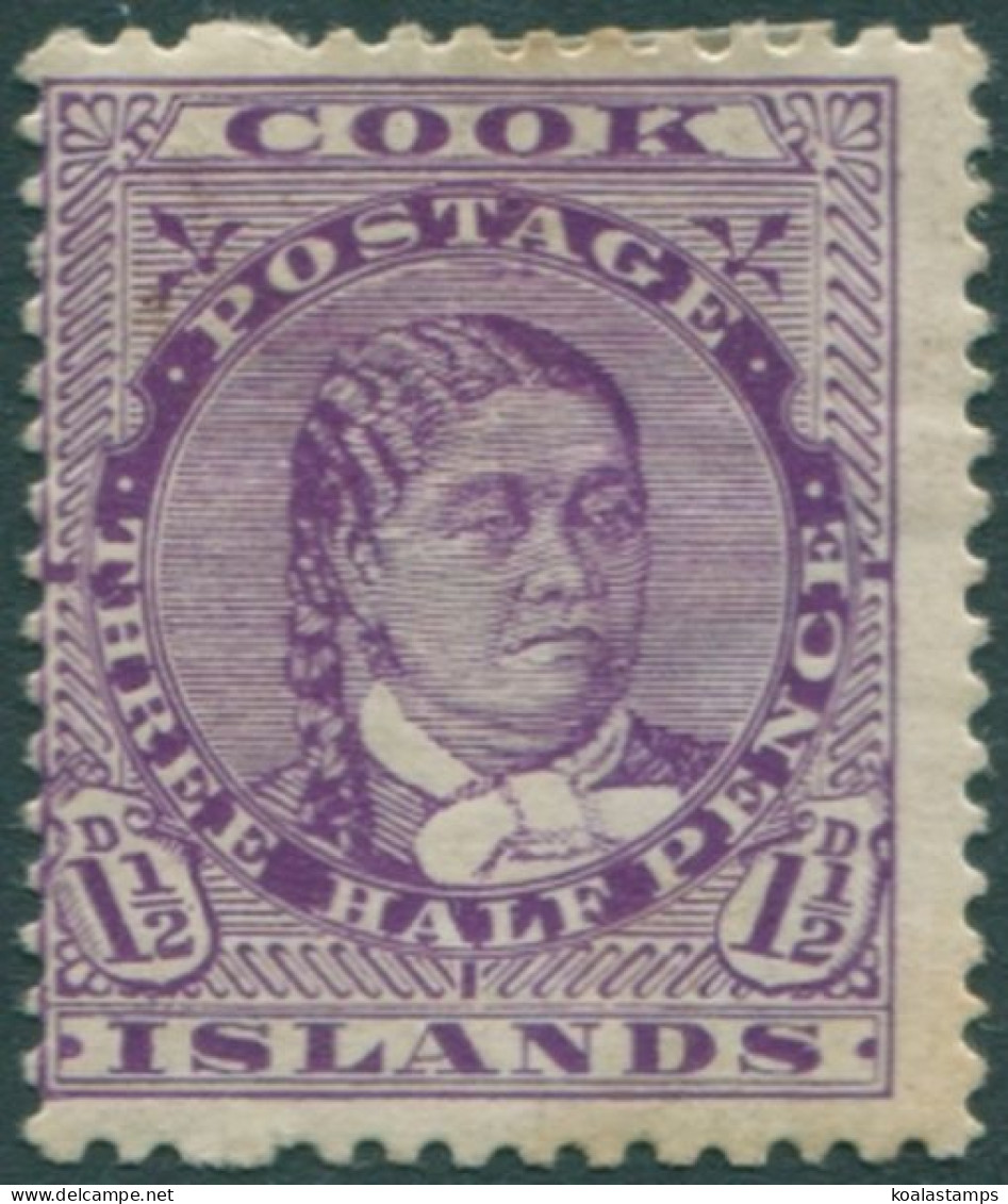 Cook Islands 1913 SG43 1½d Deep Mauve Queen Makea Takau P14x15 MH - Cook Islands
